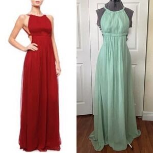 NWT By Malina Collection Green 100% Silk Wiki Maxi Tie Back Dress • Size S 🗣